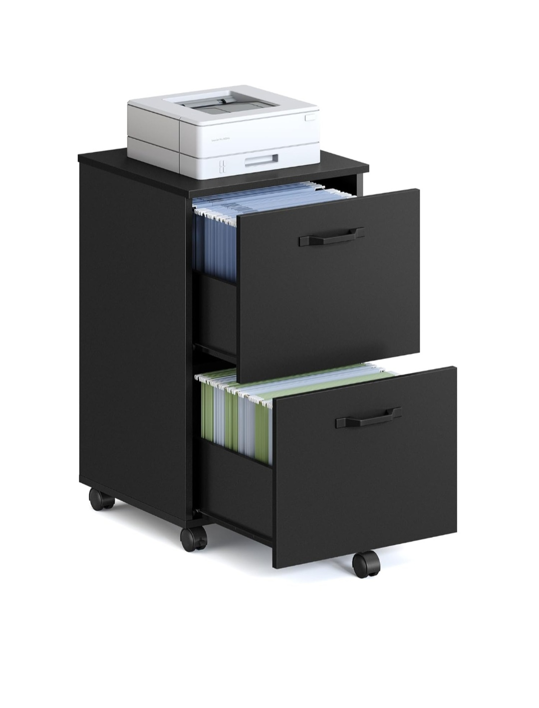 VASAGLE Black 2-Drawer File Cabinet on Wheels