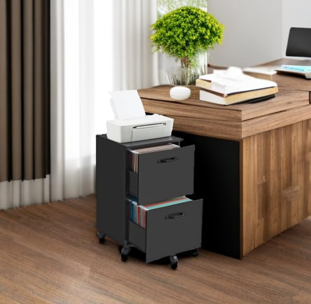 VASAGLE Black 2-Drawer File Cabinet on Wheels - photo 5
