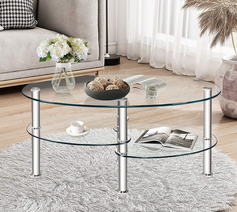 Tempered Glass Coffee Table - Oval - photo 4