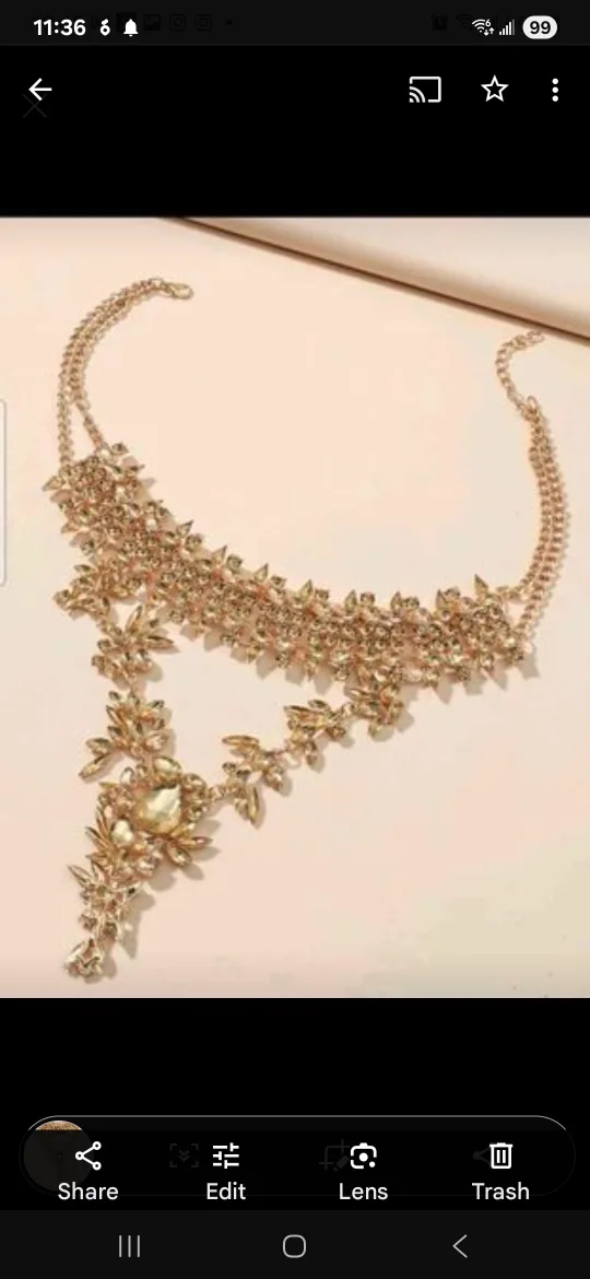 Gold Floral Statement Necklace, New in Package image indicator(2)