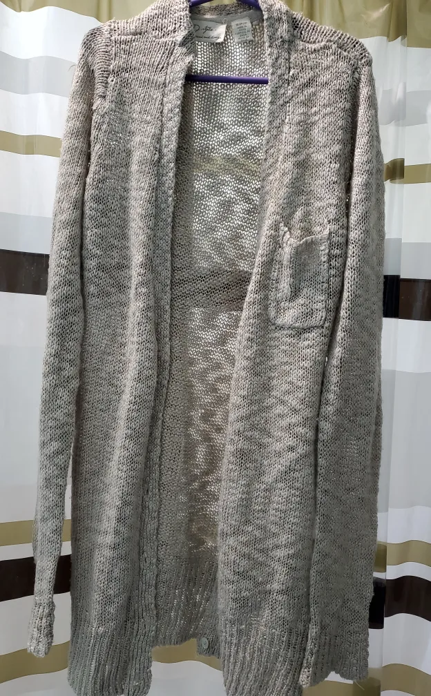 Taupe brown long sleeve knit cardigan with pocket thumbnail