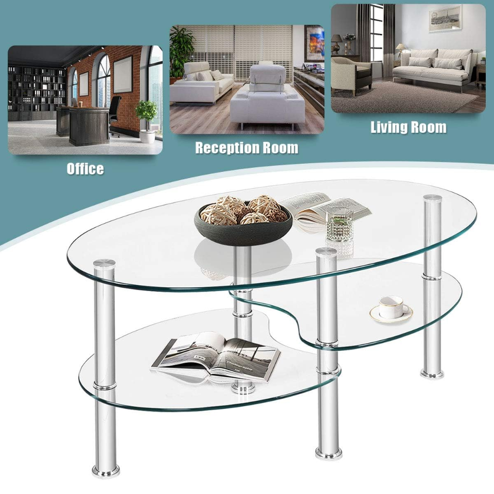Tempered Glass Coffee Table - Oval - photo 5