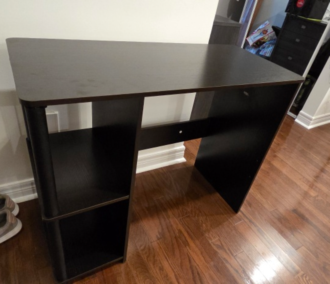Dark Brown Desk with Shelves