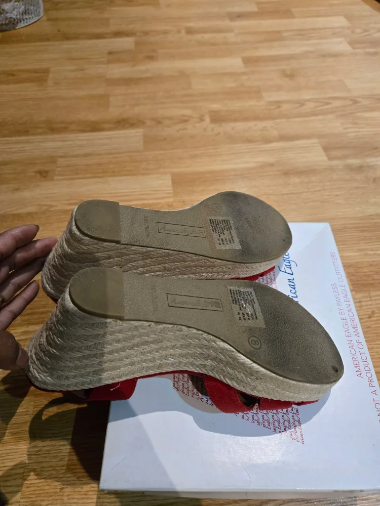 American Eagle Red Wedge Sandals - Size 8 image indicator(5)