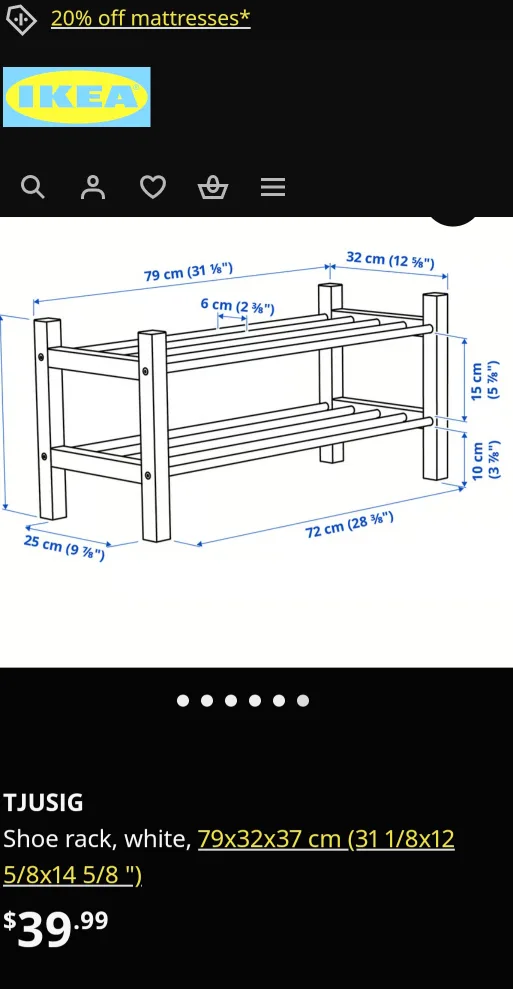 IKEA TJUSIG White Shoe Rack 🧡 image indicator(3)