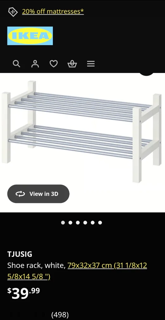 IKEA TJUSIG White Shoe Rack 🧡 image indicator(4)