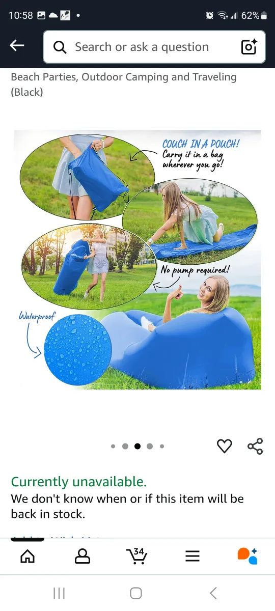 New Breeze Lounger Inflatable Sofa - Blue thumbnail