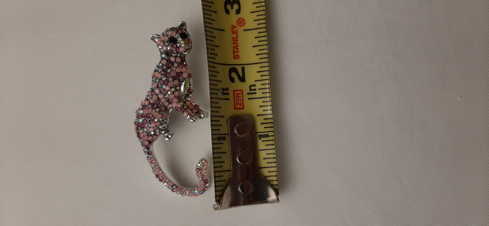 Pink Rhinestone Panther Brooch - photo 3