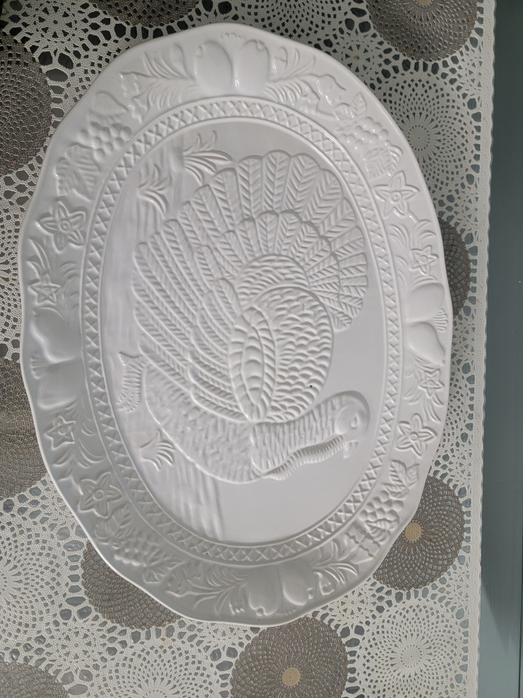 White Stonewear Turkey Platter