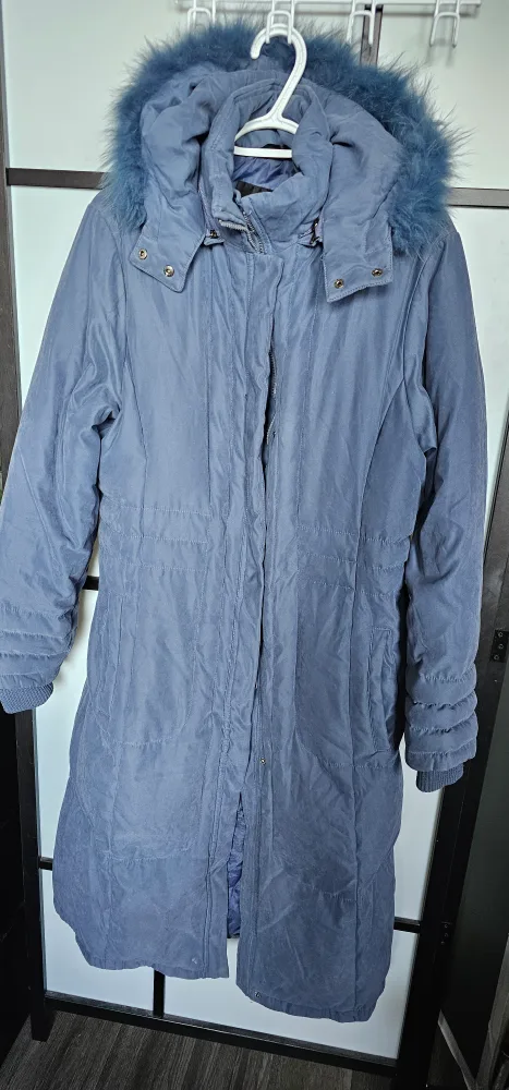 Blue Winter Coat with Fur Hood Size M thumbnail