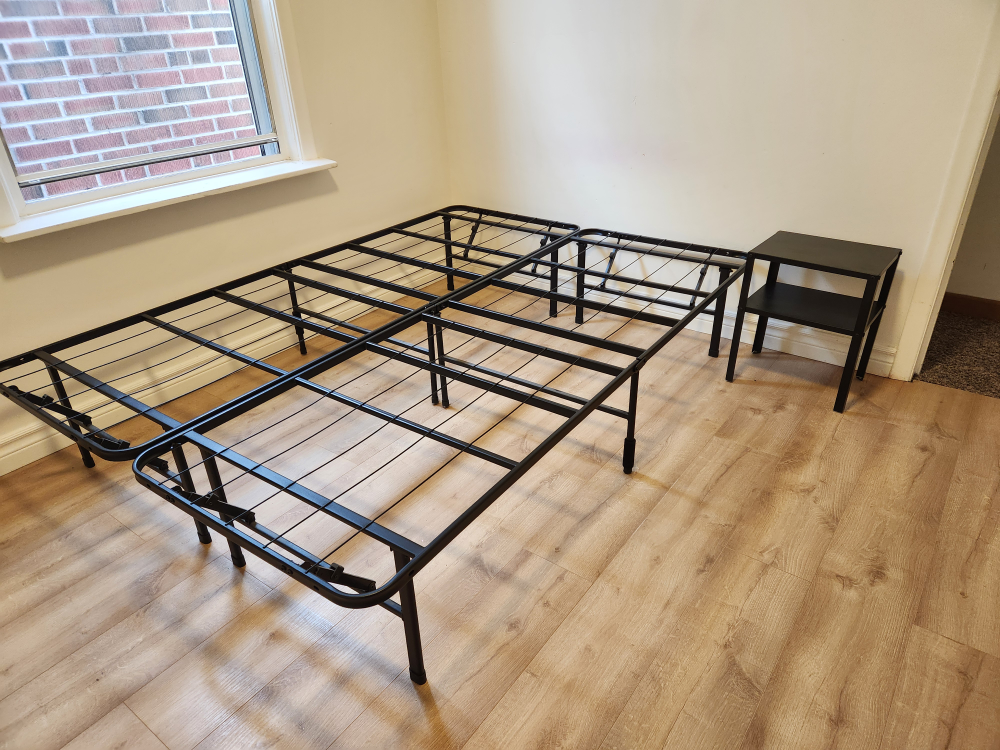 Double Bed Frame & Nightstand - Black