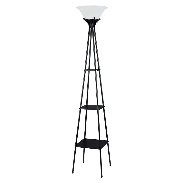 Black Metal Floor Lamp with Shelves image indicator(3)
