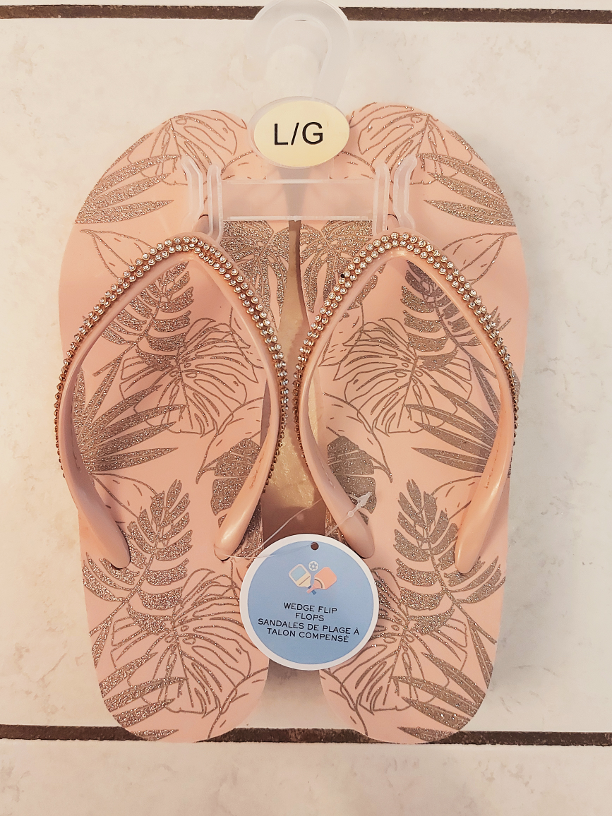 New Pink Wedge Flip Flops