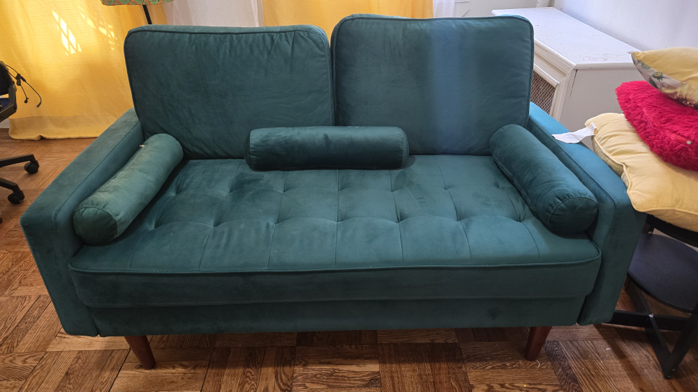 Green Loveseat Sofa with Bolsters