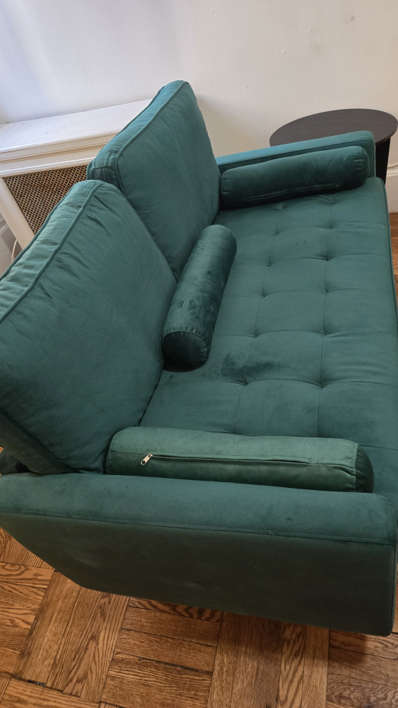 Green Loveseat Sofa with Bolsters - photo 2