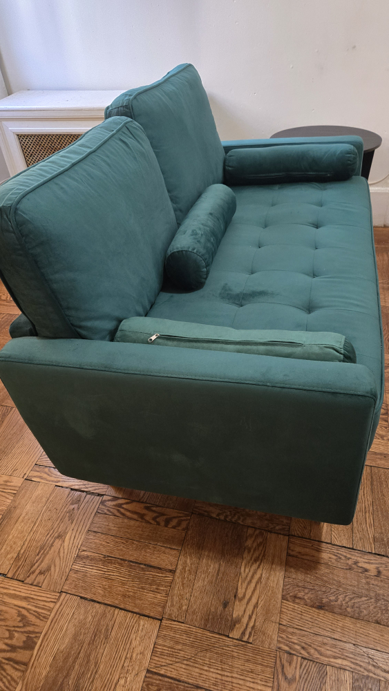 Green Loveseat Sofa with Bolsters - photo 3