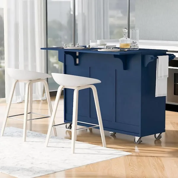 Blue Kitchen Island Cart with Storage thumbnail