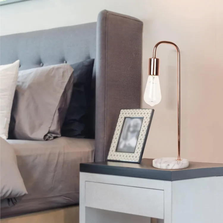 Catalina Rosie 19-Inch Faux Marble Base, Desk Lamp, Rose Gold image indicator(3)