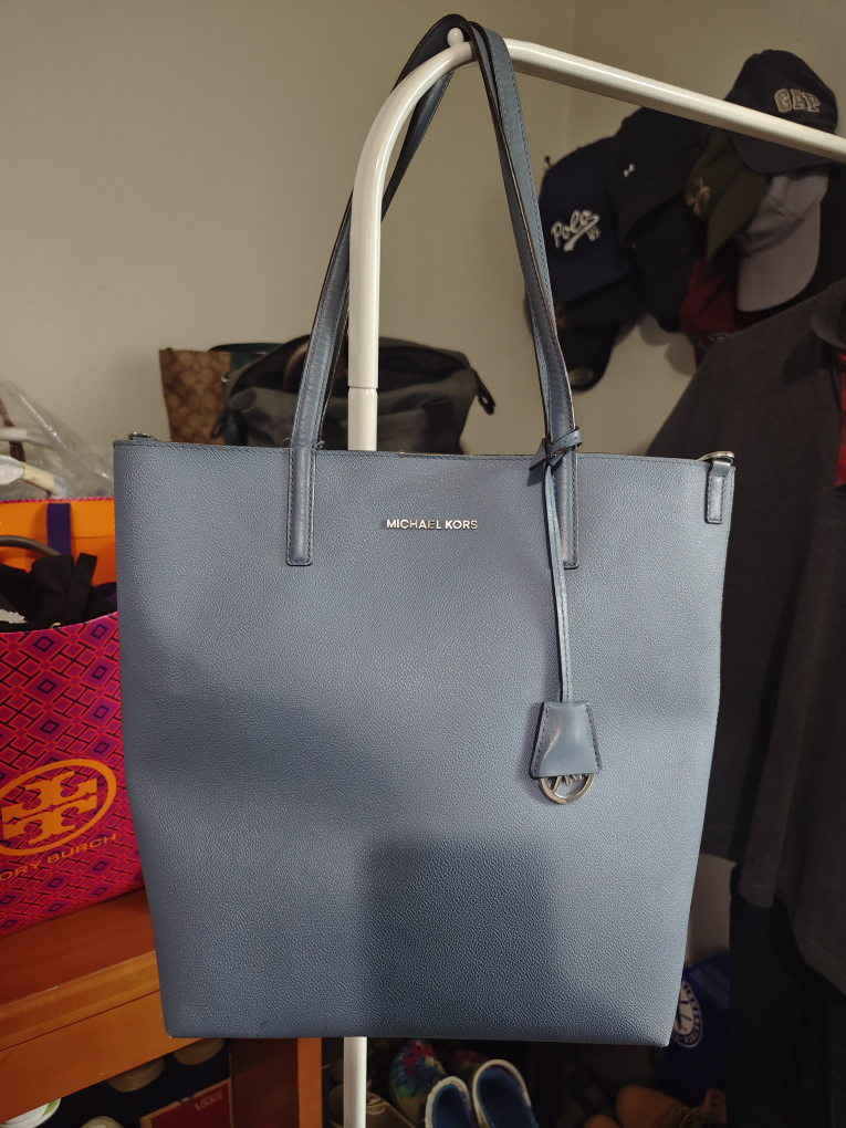 Michael Kors Blue Leather Tote Bag