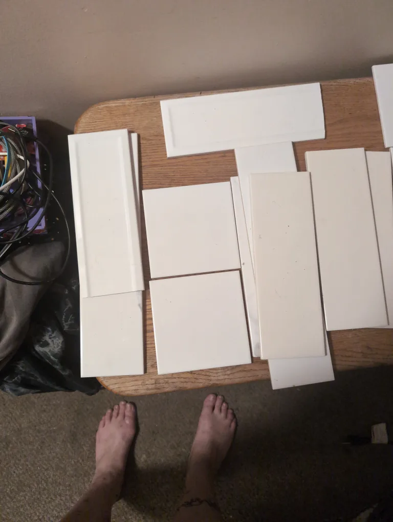 White Ceramic Tiles - Assorted Sizes thumbnail
