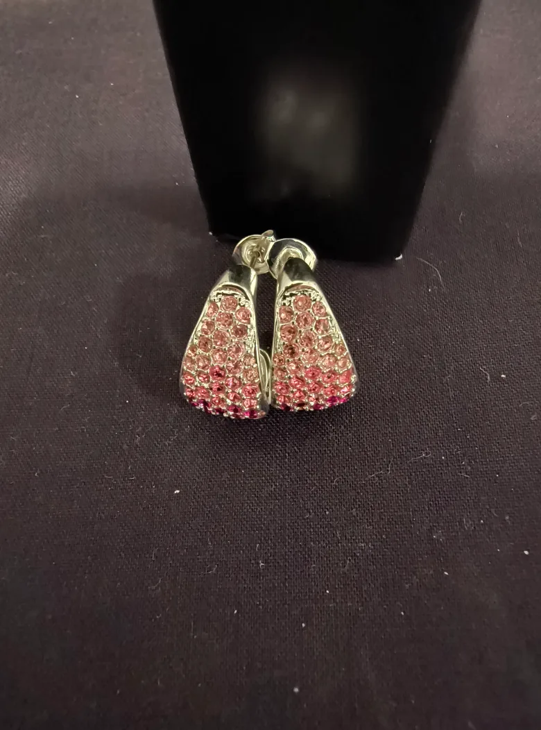 Pink Crystal Hoop Earrings thumbnail