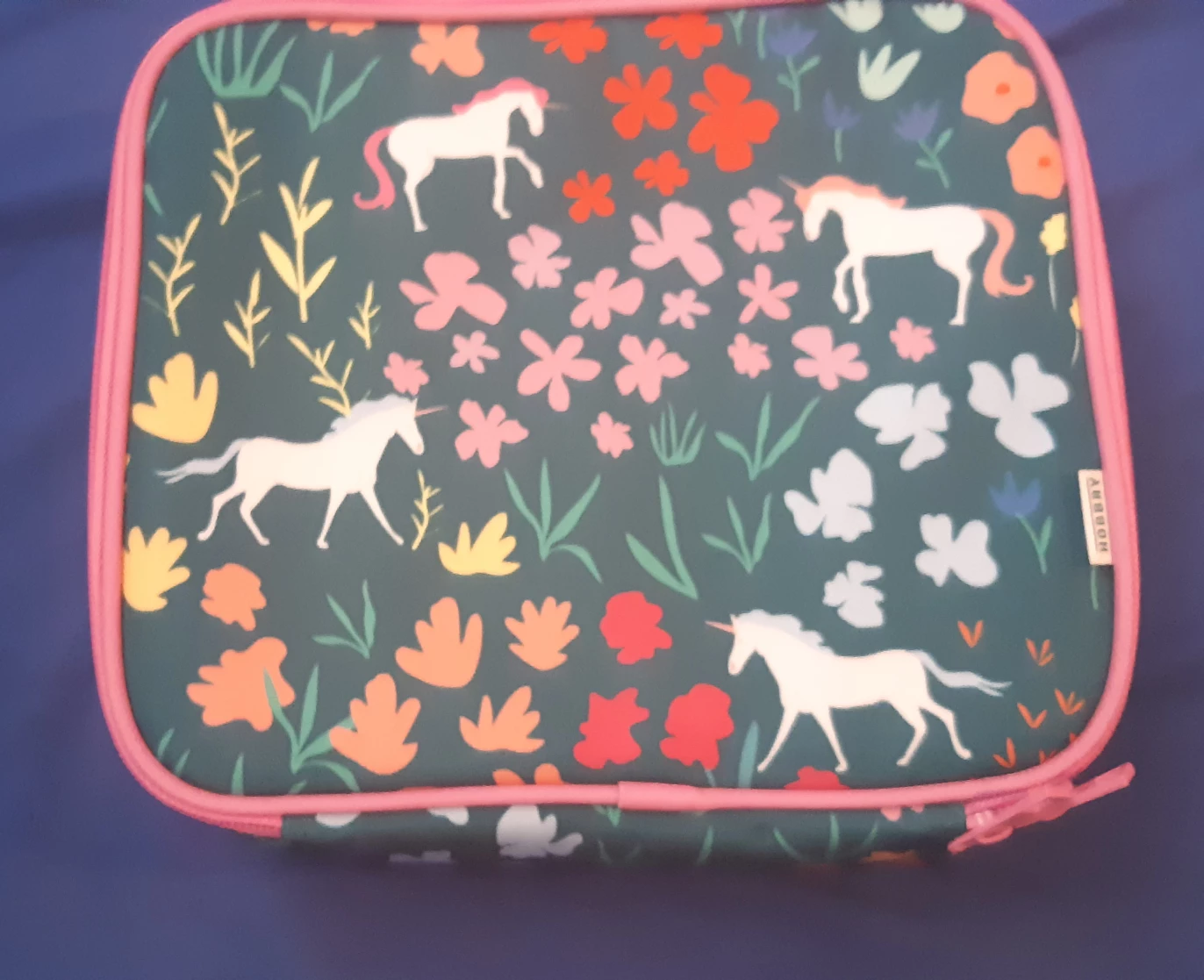 Hosley Unicorn Floral Lunch Bag - New with Tags!
