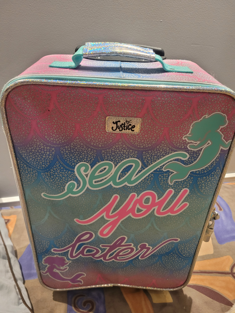 Justice Mermaid Rolling Suitcase & 2 free Pet Carriers