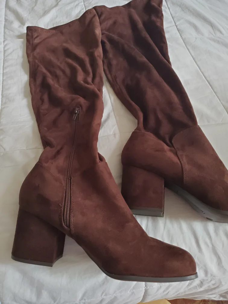 Chocolate Brown Knee High Boots, Size 10 & 11 thumbnail