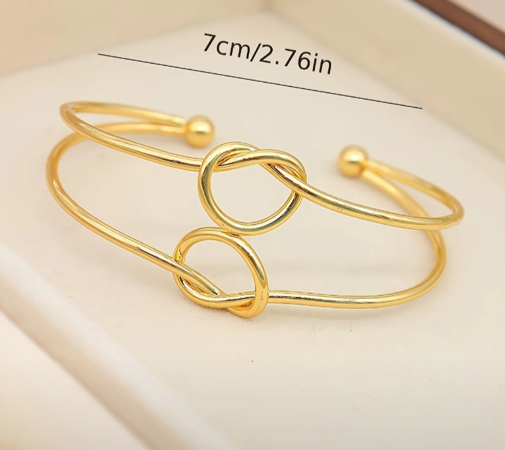 Gold tone Knot Bangle Bracelet - Adjustable - photo 3