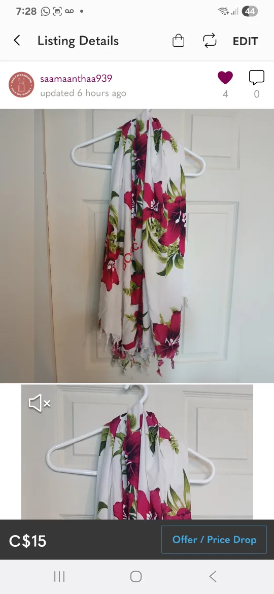🥕 #freecycle floral print versatile cloth / cover up / scarf thumbnail