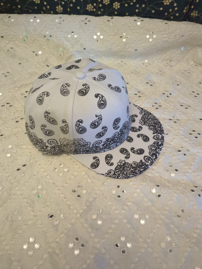 White & Black Patterned Baseball Cap