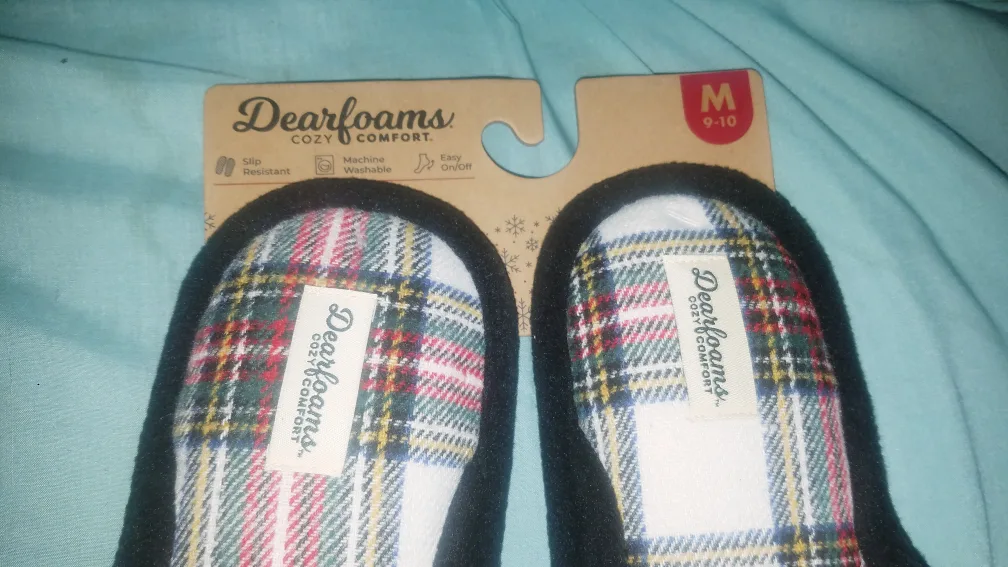 Black Mens Dearfoams  Slippers Scuffs House Shoes Size M image indicator(4)