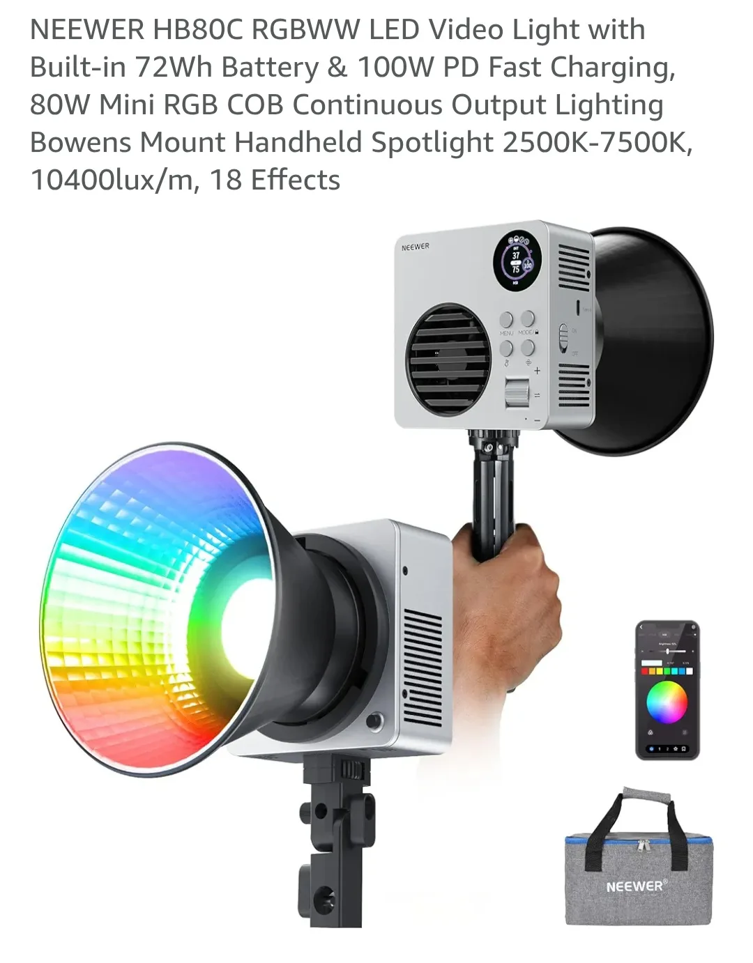 NEEWER HB80C RGBWW LED Video Light thumbnail