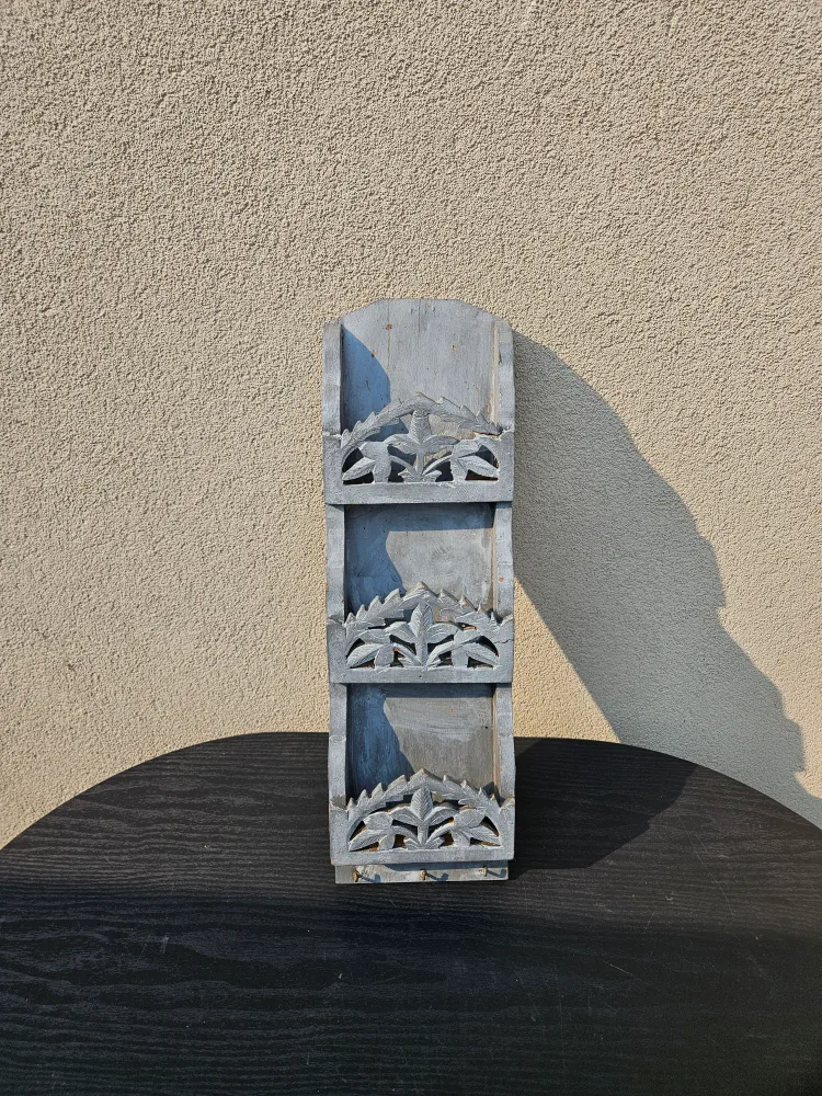 Wooden Wall Shelf with Carved Details thumbnail