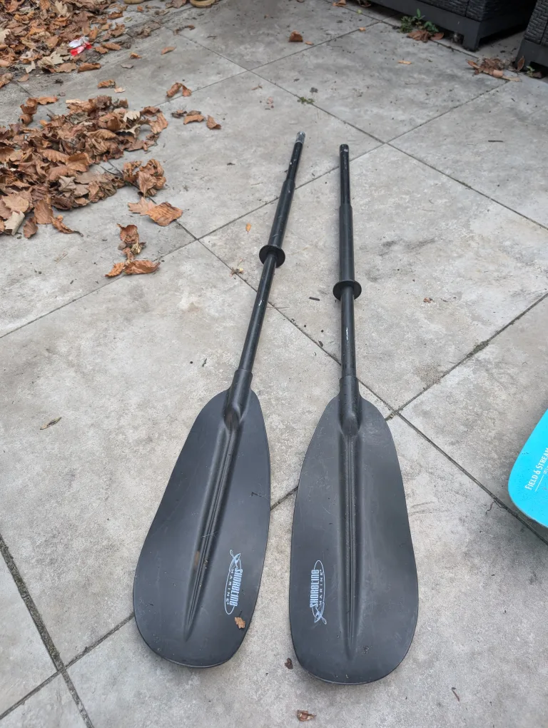 Set of two Kayaks with paddles and kayak car rack image indicator(10)