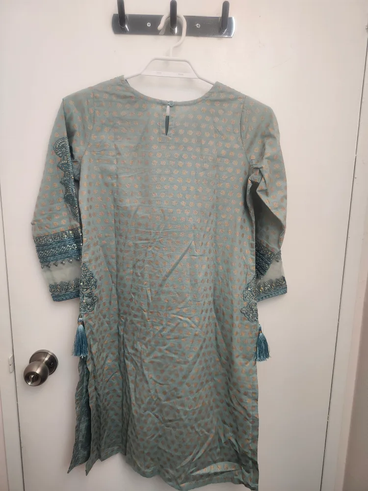 ✨ Elegant Blue & Gold Embroidered Kurta with Dupatta for girls✨ image indicator(8)