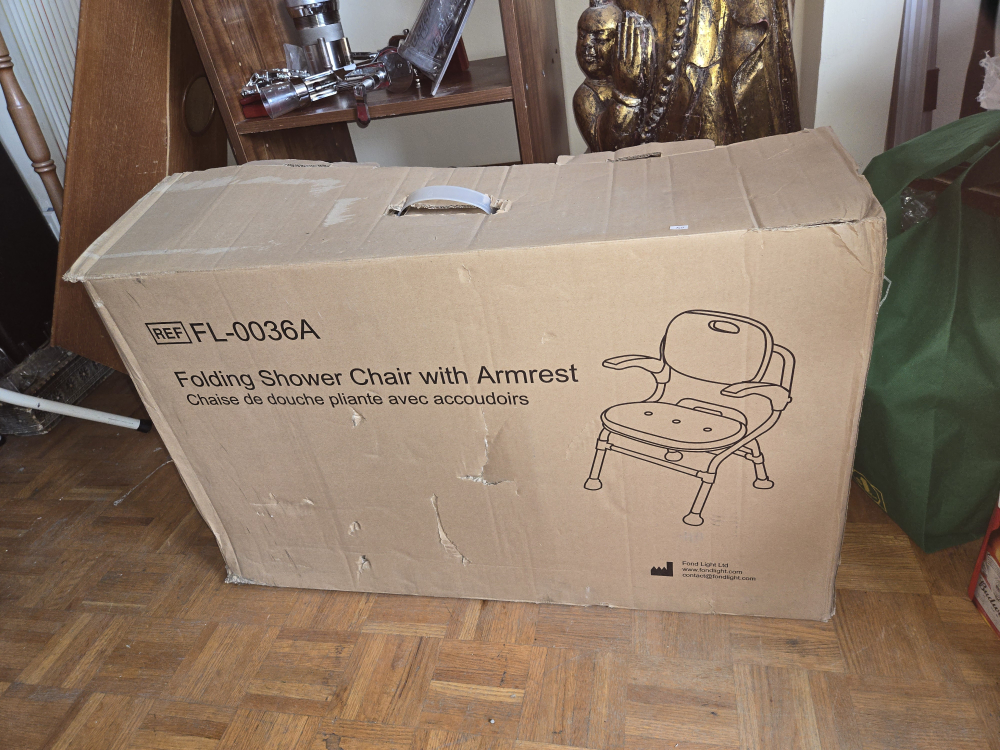 Folding Shower Chair with Armrest - New - photo 4