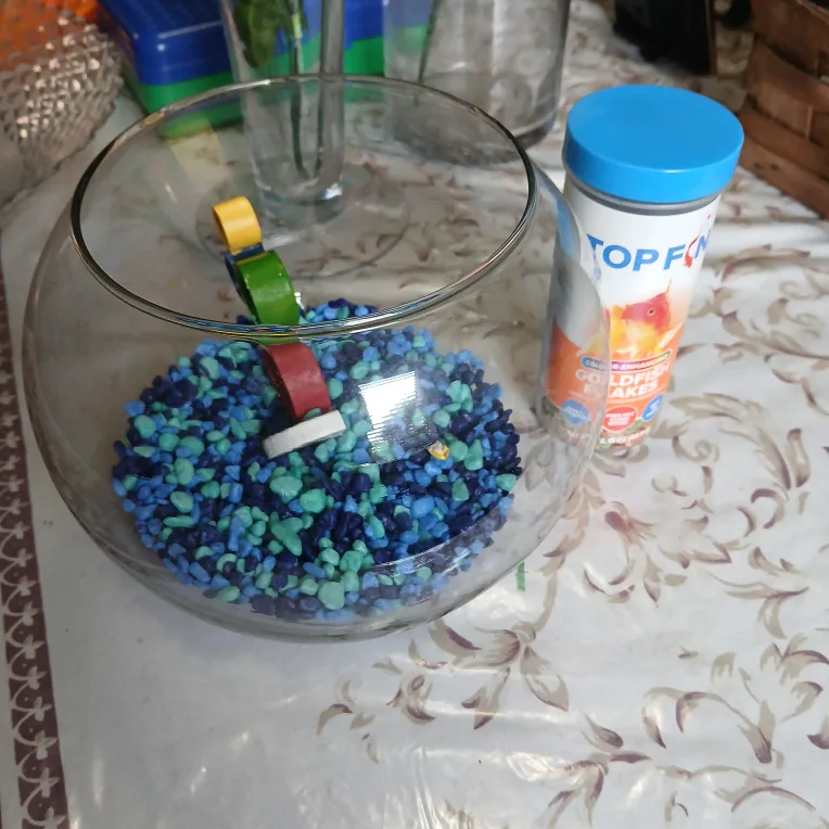 Fish Bowl with Gravel & Top Fin Goldfish Flakes image indicator(2)