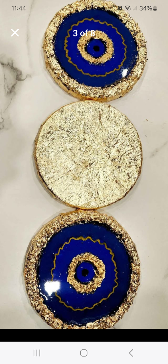 Evil Eye Coasters - Blue & Gold - photo 4