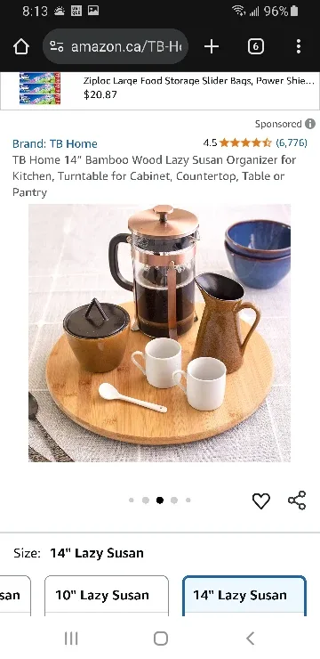 TB Home 14" Bamboo Wood Lazy Susan image indicator(3)