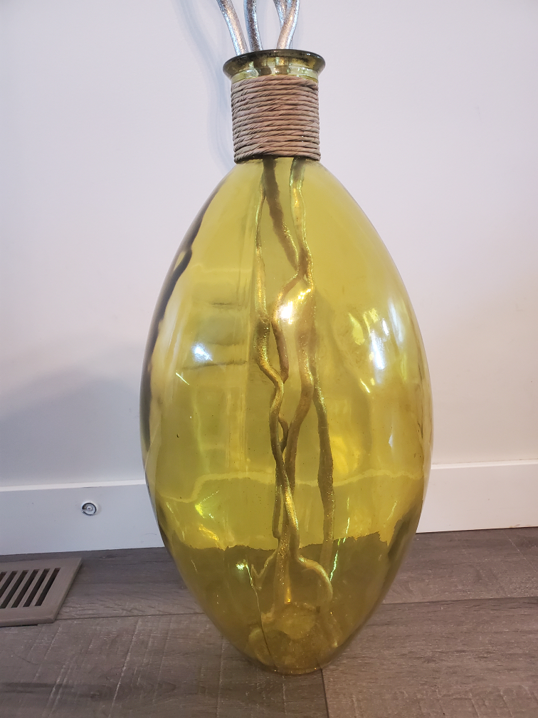 Decorative Green Glass Vase with Silver Branches - photo 3
