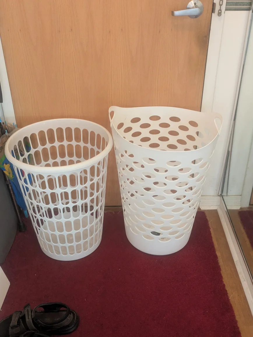 White Plastic Laundry Baskets - Set of 2 thumbnail