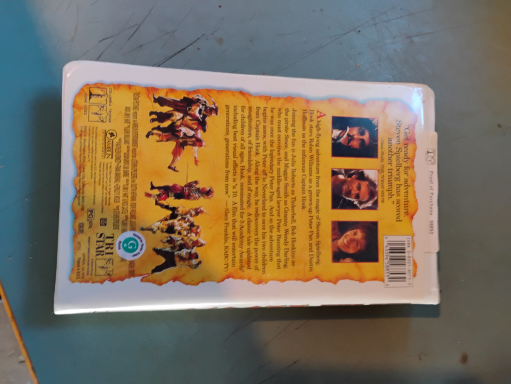 Hook VHS Tape - Robin Williams, Dustin Hoffman - photo 3