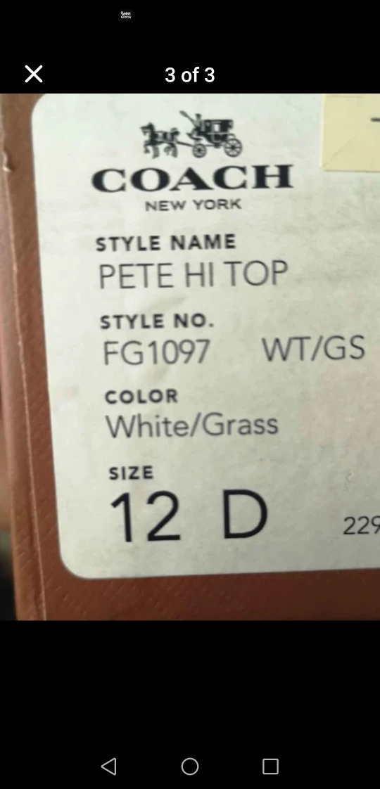 Coach Pete Hi Top White/Grass Shoes - Size 12D - photo 3