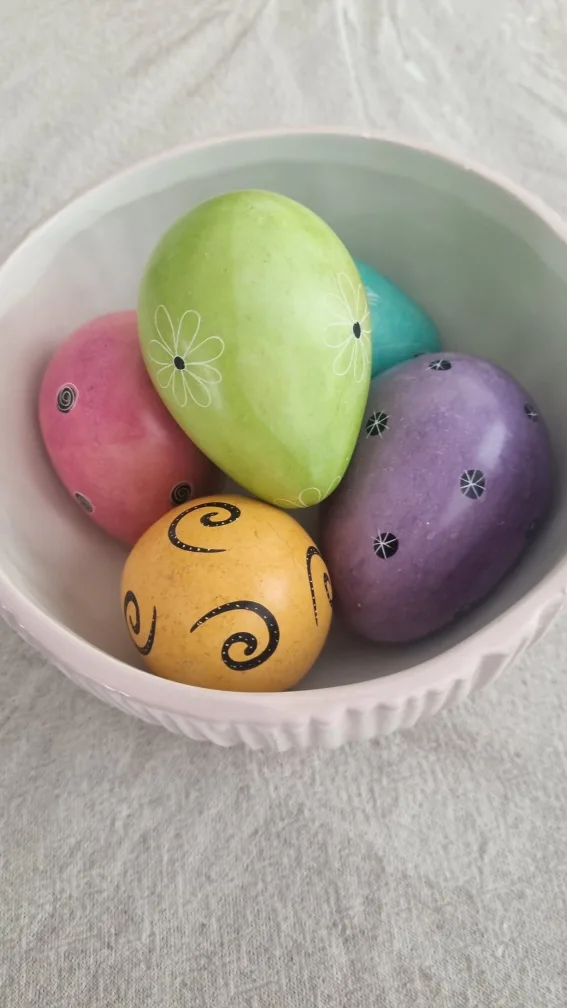 Easter Stone Eggs & ceramic pot thumbnail