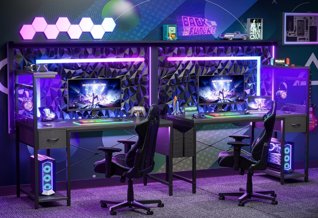 Gaming Desk with Embedded Power Strip - photo 2