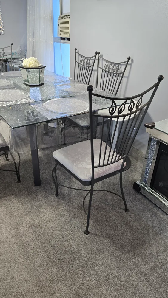 Dining Chairs only - Metal Frame, Floral Cushion thumbnail