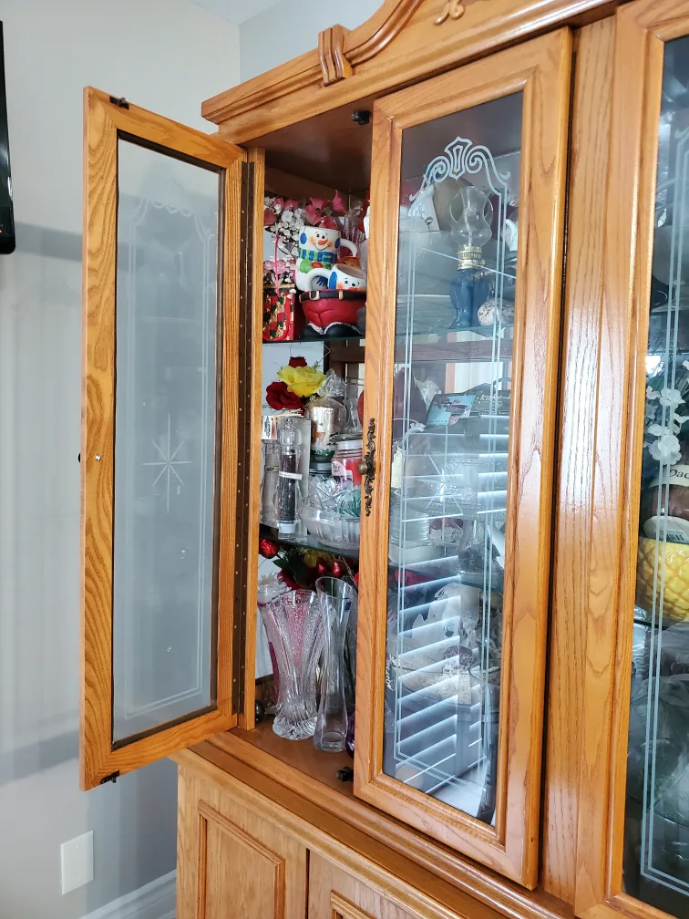 Solid Oak Wooden China Cabinet Hutch image indicator(6)