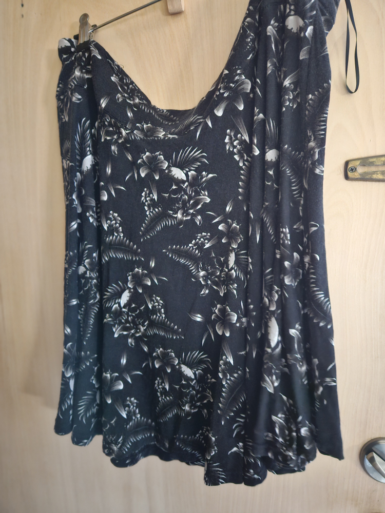 Killstar Black and White Floral Miniskirt