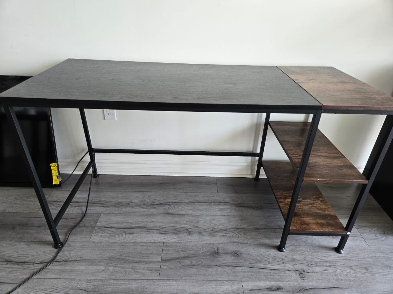 Black & Brown Desk with Shelves